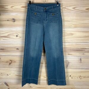 CG/S Wide Leg Jeans‎ Women 30" Blue High Rise Sailor Patch Pocket Denim